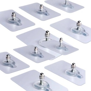 Set de 10 bucati, Carlige adezive fara gaurire design simplu, pentru perete din gresie, sticla, marmura