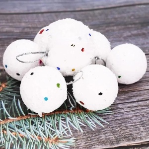 Set de 6 bucati de ornamente de Crăciun tip bilă de confetti albe - Img 3