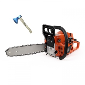 Topor de Spart Lemne, Secure 0,7 kg + Drujba pe benzina German Meister 4kw, 68cc, 5.4cp, portocaliu