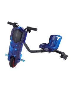 Trotinetă electrică pentru copii, temă spațială, muzică Bluetooth, afișaj LCD - Albastru