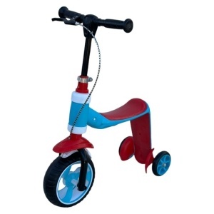 Trotineta ride-on convertibila 2in1: tricicleta si trotineta, cu frane, Albastru-Rosu - Img 2