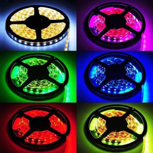 Banda LED Multicolor RGB, 5 metri lungime, 12 V, cu Controler, Telecomanda si Transformator - Img 3