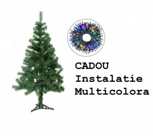 Brad Artificial 210 cm cu Suport de Plastic si Instalatie Multicolora Cadou - Img 5