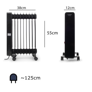 Calorifer electric Digital cu Telecomanda Hausberg HB-8950NG, 2000W, 9 elementi, 3 setari, Termostat electronic, Protectie supra-incalzire, Protectie anti-rasturnare, Negru - Img 4