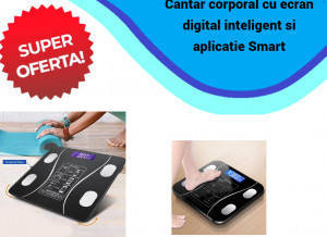 Cantar corporal cu ecran digital Iluminat, aplicatie smart, compatibil android/Ios, conectare bluetooth, termometru, 180 Kg Max - Img 2