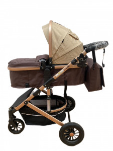 Carucior 2 in 1 Reversibil, L-Sun T7, Landou, Sport, cu Suspensii, Crem - Img 4