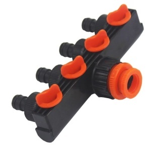 Conector de furtun pentru gradina , 4 iesiri, reglabil, negru/portocaliu - Img 2