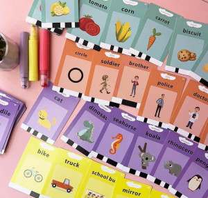 Joc Interactiv, ALBASTRU, Cititor Carduri in Limba Engleza Kitty Cards Reader, Invata Engleza 112 bucati carduri flash 224 de cuvinte, 2 ani+, Jucarie educativa Montessori, 0100ZD - Img 7