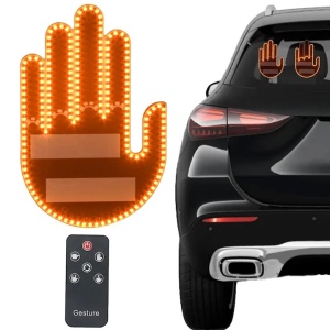 Lampa LED auto cu telecomanda, gesturi, 4 moduri de salut, 15cm, neagra, set cu telecomanda si autocolante