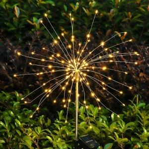 Lumini solare de exterior Starburst cu stâlp (set de 2buc ) pentru alee, Alb cald