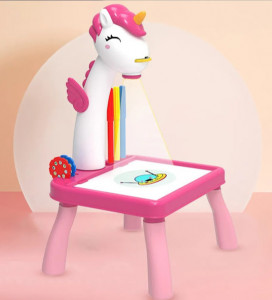 Masuta de desenat UNICORN Roz, cu proiector, diapozitive si holograme - Img 2