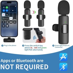 Microfon wireless K9 pentru telefoane mobile de tip C și iPhone, microfon cu guler pentru înregistrare video YouTube, podcasturi, videoclipuri , interviuri și conferințe - Img 5