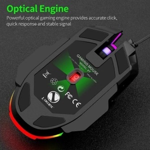 Mouse cablat V7, 6 butoane, iluminare LED colorata, negru, 12.7x7.7x4cm - Img 2
