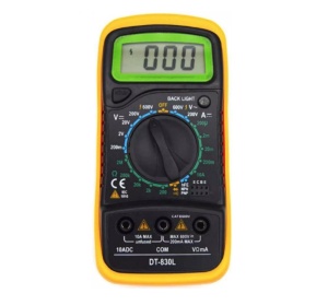 Multimetru digital DT-830L AC/DC, cu ecran LCD, negru cu galben