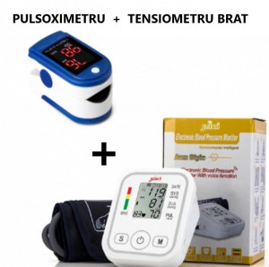 PACHET PROMOTIONAL Tensiometru electronic de brat, cu afisaj LCD, + Pulsoximetru pentru masurarea saturatiei oxigenului din sange - Img 1