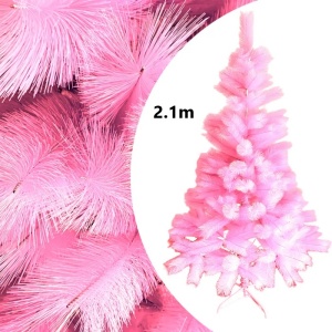 Pin Artificial de Craciun, Roz, Pin Lucios, inaltime 210cm, suport inclus