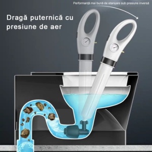 Pompa de desfundat，Pompa cu Aer Comprimat pentru Desfundat Tevi Infundate de Chiuveta, 1 set, Alb，accesorii incluse - Img 2