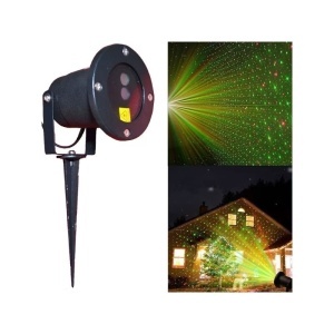 Proiector laser de exterior metalic cu jocuri de luminii si fulgi de zapada diverse forme