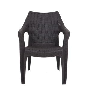 Scaun de gradina / terasa, fix, plastic, maro - Img 2