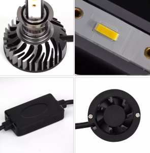 Set 2 becuri auto LED H4 F2 COB, 100W, lumina alb-rece, 12.000 lumeni, 32V, 6000K - Img 3