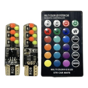 Set 2 Becuri T10 LED auto, masina, 12V, LED RGB Auto Cu Telecomanda - Img 3