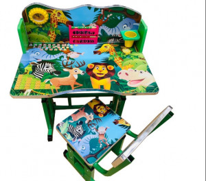 Set birou si scaunel, pentru copii, 0100-244- GFI(71)-1B, Birou cu scaun copii, colantat, reglabil, cadru metalic, model Jungla - Img 2