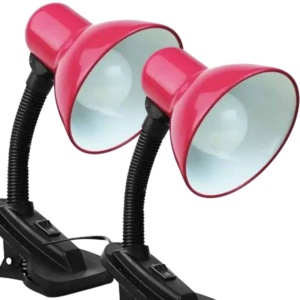 Set de 2 bucati veioza , Lampa de birou cu brat reglabil si clema de prindere ROSU