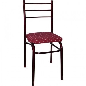 Set de 5 Scaune Metalice Rosu/Visiniu cu Sezut Tapitat - Img 2