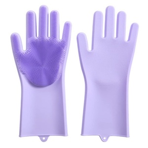 Set manusi pentru bucatarie din silicon cu perii,mov
