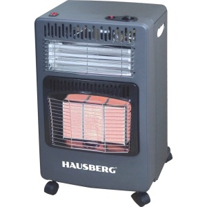 Soba pe gaz GPL si electrica HB-1022NG, aprindere piezo-electrica, 3 placi de incalzire ceramic putere totala 4.2kW, sistem de oprire automata a gazului, Negru