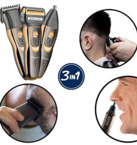 Trimmer Multifuncțional 3 în 1Rezistent la Apă, Lame Titan, Negru/Auriu - Img 2