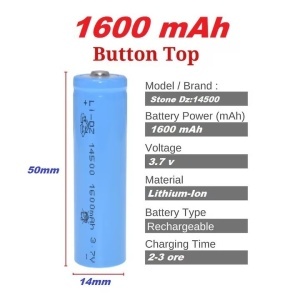 Acumulator DZ-14500 Lithium-Ion, 3.7v 1600mAh, 1 bucata - Img 2