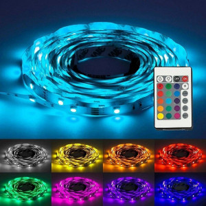 Banda LED Multicolor RGB, 5 metri lungime, 12 V, cu Controler, Telecomanda si Transformator - Img 4