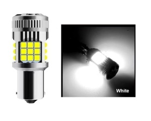 Bec LED Marsarier P21W / BA15S / 1156, DRL Lumini de Zi, 30W, 2800LM, 6000K Alb Rece, 36 SMD 3030, Ventilator Integrat, Canbus Integrat, fara eroare de bec ars, 12V , 1 BUCATA - Img 2