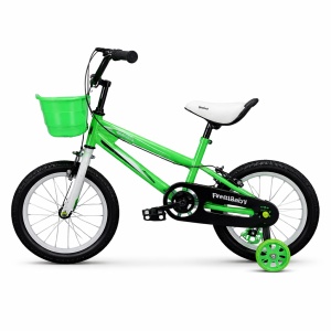Bicicleta Copii FeichiBaby, 16", Verde, cu Roti Ajutatoare si cosulet, varsta 4-6 ani