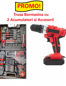 Bormasina Electrica ML Rosie, cu 2 Acumulatori, Statie Incarcare si Multiple Accesorii - Img 1