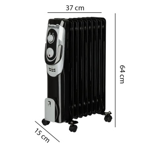 Calorifer electric Hausberg HB-8910NG, 2000 W, 9 elementi, 3 nivele de putere, termostat reglabil, Negru - Img 4