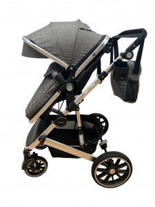 Carucior 2 in 1 Reversibil, T1, Gri, Landou si Sport, cu landou reversibil, cadru aluminiu si geanta cadou - Img 2