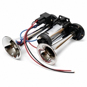 Claxon Auto 12V cu 2 Goarne Cromate și Compresor Inclus - Img 1