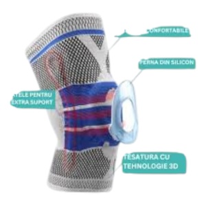 Genunchiera, pentru Genunchi si Activitati Sportive, din Material Respirabil, cu Arcuri Metalice, Pernita Silicon, - Img 2