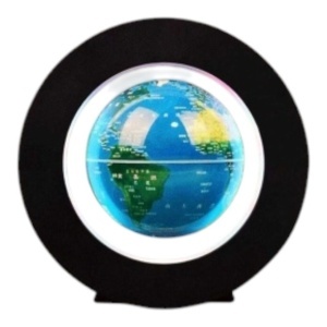 Glob Magnetic Levitant, Iluminare LED, Suport Rotund, Cablu de Alimentare, Rotatie Automata, Albastru, Glob pamantesc magnetic, care leviteaza cu iluminare LED, albastru, rotund, 18 cm x 18 cm