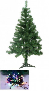 Oferta Brad Artificial de Craciun 210 cm, Suport Inclus + Cadou Accesorii Impodobit- Instalatie Colorata 100Led, 24 Globulete, 1 Beteala, 1 Varf Brad si 12 Fundite Rosii - Img 3