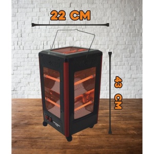 Radiator electric Hausberg HB-8802NG, 2200W, 5 niveluri de putere, incalzire in 5 directii, roti deplasare, maner pentru transport, protectie pentru rasturnare, Negru - Img 7