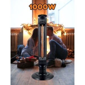 Radiator electric tip Turn Hausberg HB-8561NG, 1000W, 2 nivele de temperature, tub din fibra de carbon, siguranta pentru rasturnare, oscilatie, maner transport, Negru - Img 2