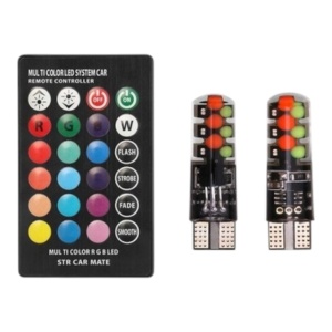 Set 2 Becuri T10 LED auto, masina, 12V, LED RGB Auto Cu Telecomanda - Img 1