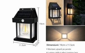 Set 8 Bucăți Lampă Solară de Perete Exterior cu Senzor de Mișcare și Senzor Crepuscular, 3 Moduri Iluminare - Img 2