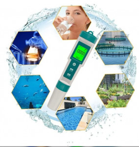 Tester de Calitate a Apei, Multifunctional, Pentru Testarea Calitatii Apei, Precizie Mare, Baterii Usor de Inlocuit, Display LCD HD, 7 Functii, Masoara valorile Apei Potabile, Apei din Piscina, Acvariu sau ale Apei folosite pentru Plante, 0700 - Img 7