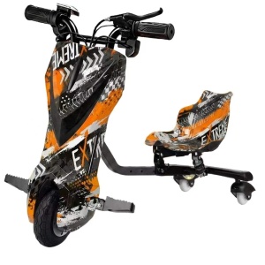 Tricicleta Electrica Drift Pentru Copii 360, Motor 350W, Baterie 36V, 4400 mAh, Bluetooth, Viteza 15 km/h, Grafitty