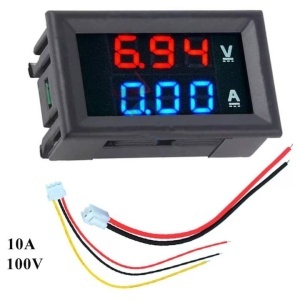 Voltmetru si ampermetru, capacitate masura DC 0 - 100V si 0 - 10A, afisaj digital, cu fire de conectare Masurare tensiune DC - Img 2