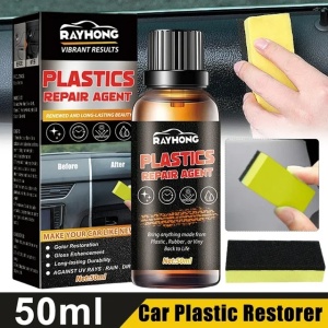50ml Restaurator de plastic auto cu burete Lichid de restaurare automată de durată Întreținerea interioară a mașinii Agent de acoperire revitalizant pentru interiorul exterior al mașinii - Img 2